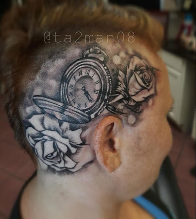 clock and roses tattoo clock and roses tattoo