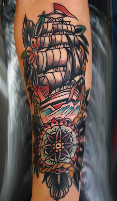 traditional ship tattoo Fayetteville NC traditional ship tattoo Fayetteville NC