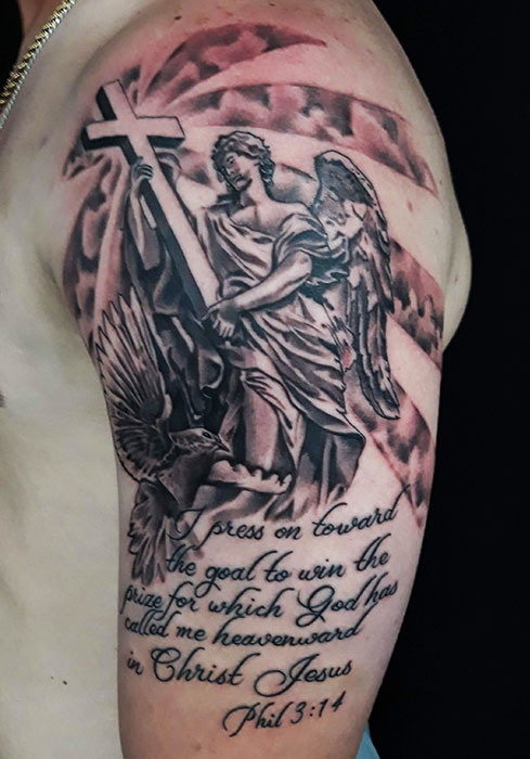 angel with cross tattoo angel with cross tattoo